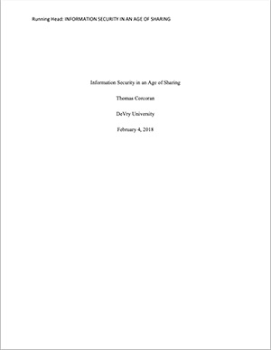 Information Security in an Age of Sharing Research Paper by Tom Corcoran