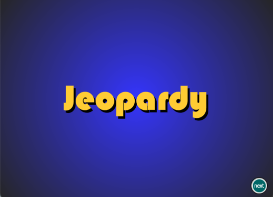 Jeopardy Style Game Board Opening Screenshot