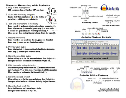 Heartland Community College Using Audacity to Record Audio Podcasts Handout screenshot (2009)