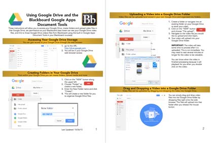 Heartland Community College Using Google Drive and the Blackboard Google Apps Document Tools Handout screenshot (2015)