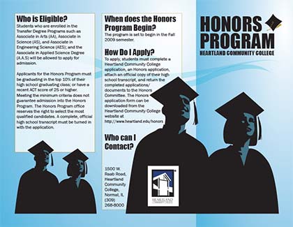 Heartland Community College Honors Program Fall 2008 Trifold Brochure (PDF)